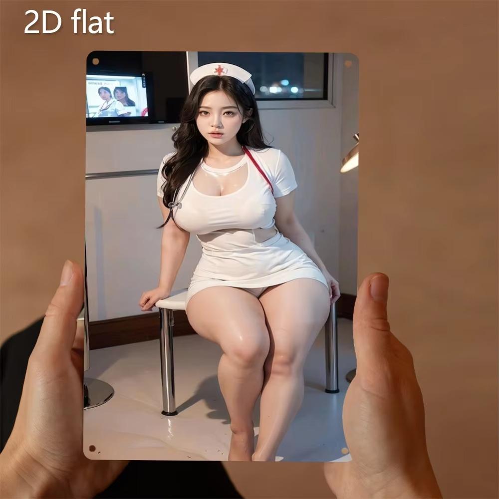 Металлический настенный декор 'Форма медсестры' 2D Плоское Железное Искусство Предварительно просверленное Погодостойкое