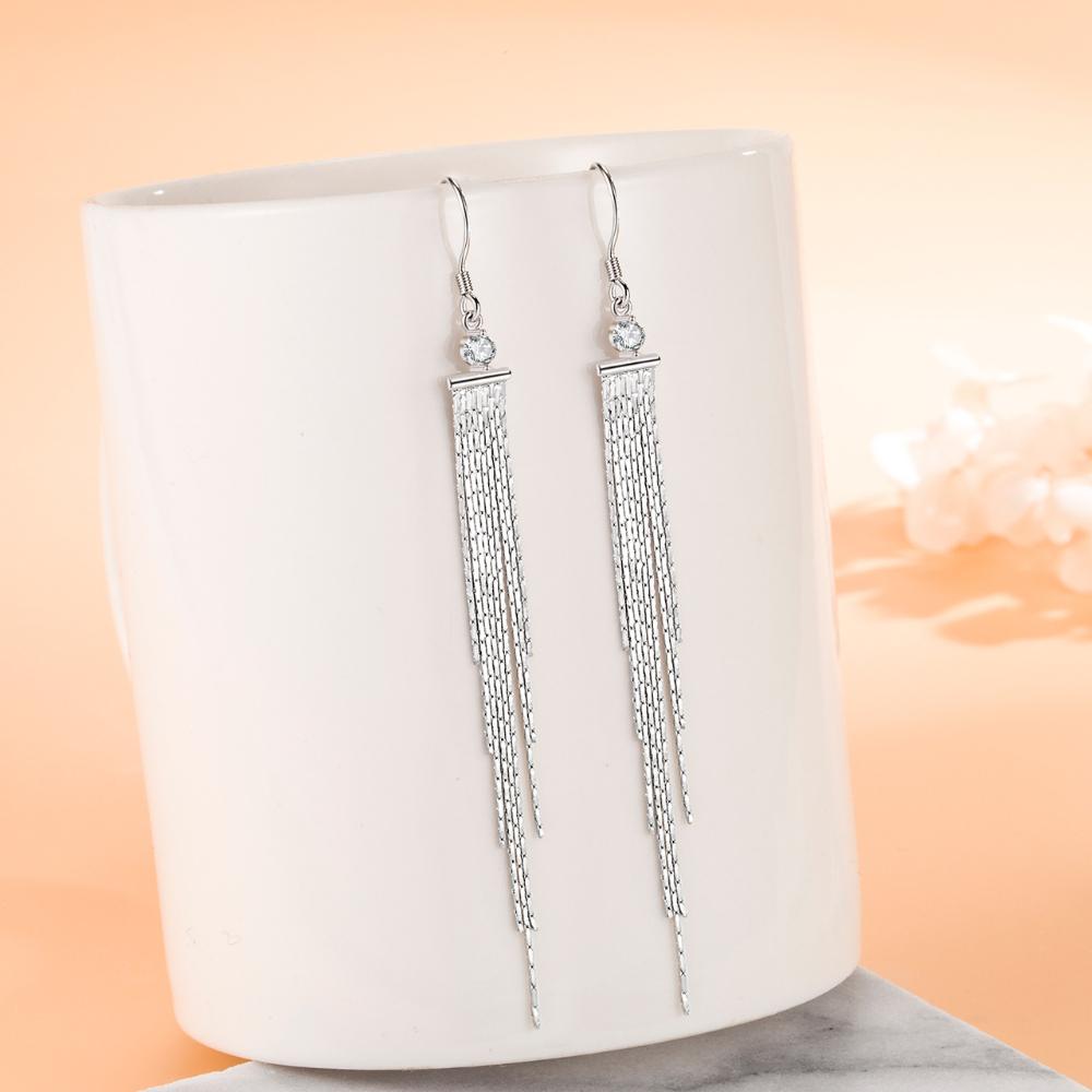 Женские винтажные корейские модные милые элегантные 925 посеребренные антиаллергенные простые висячие серьги с крючками женские украшения для ушей с кисточками Рождественский подарок