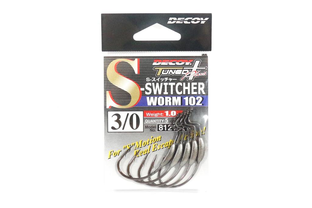 Decoy Worm 102S Switcher Mid Weighted Worm Hooks Size 3/0 , 1 Grams (2167)