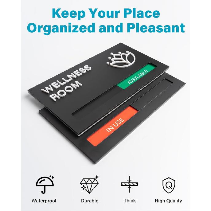 Conference Room Door Signs for Office, Meeting In Progress Door Sign, In Use Available Slider Indicator Tells Whether Room Vacant Or Occupied