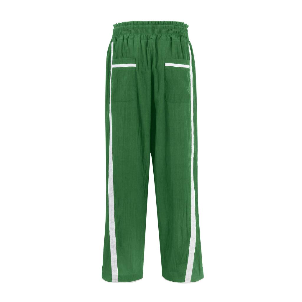 Women's Baggy Wide Leg Pants Casual Drawstring Elastic Waisted Contrast Color Workout  Track Pants