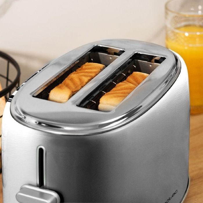 Cecotec Grille-pain 2 Tranches Toast&Taste 1000 Retro Double Inox: 980 W 2 Fentes Larges de 38 cm et Courtes Acier