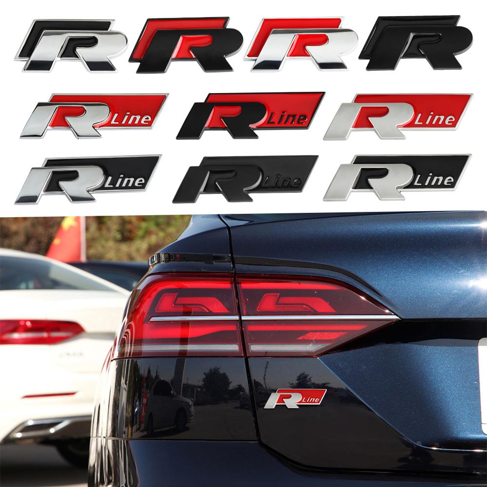 AABLA1 Car Front Grille Emblem Metal Sticker Trunk Decoration Badge For Volkswagen VW R Golf Passat Jetta Tiguan Polo Bora Beetle Rline