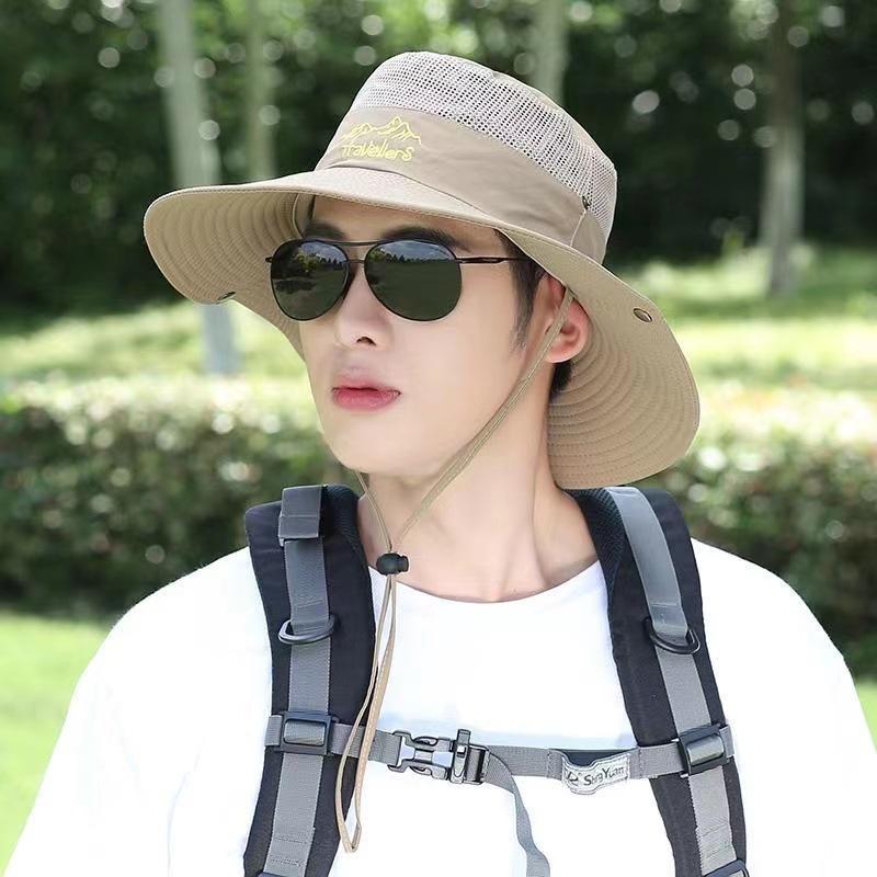 Men's Summer Outdoor Riding Fishing Leisure Benny Hat Mountaineering Sun Protection Breathable Large Eaves Fisherman's Cap