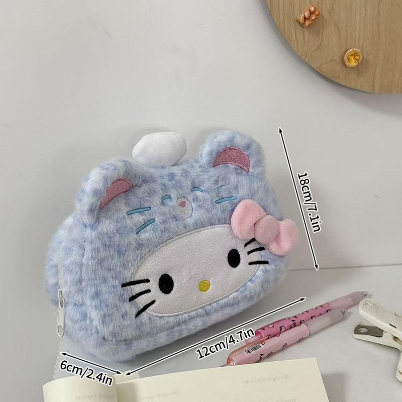 Пенал Hello Kitty Большой вместимости Плюшевый пенал-подставка Hello Kitty Сумка для хранения Hello Kitty Сумка для макияжа Косметичка Органайзер для стола