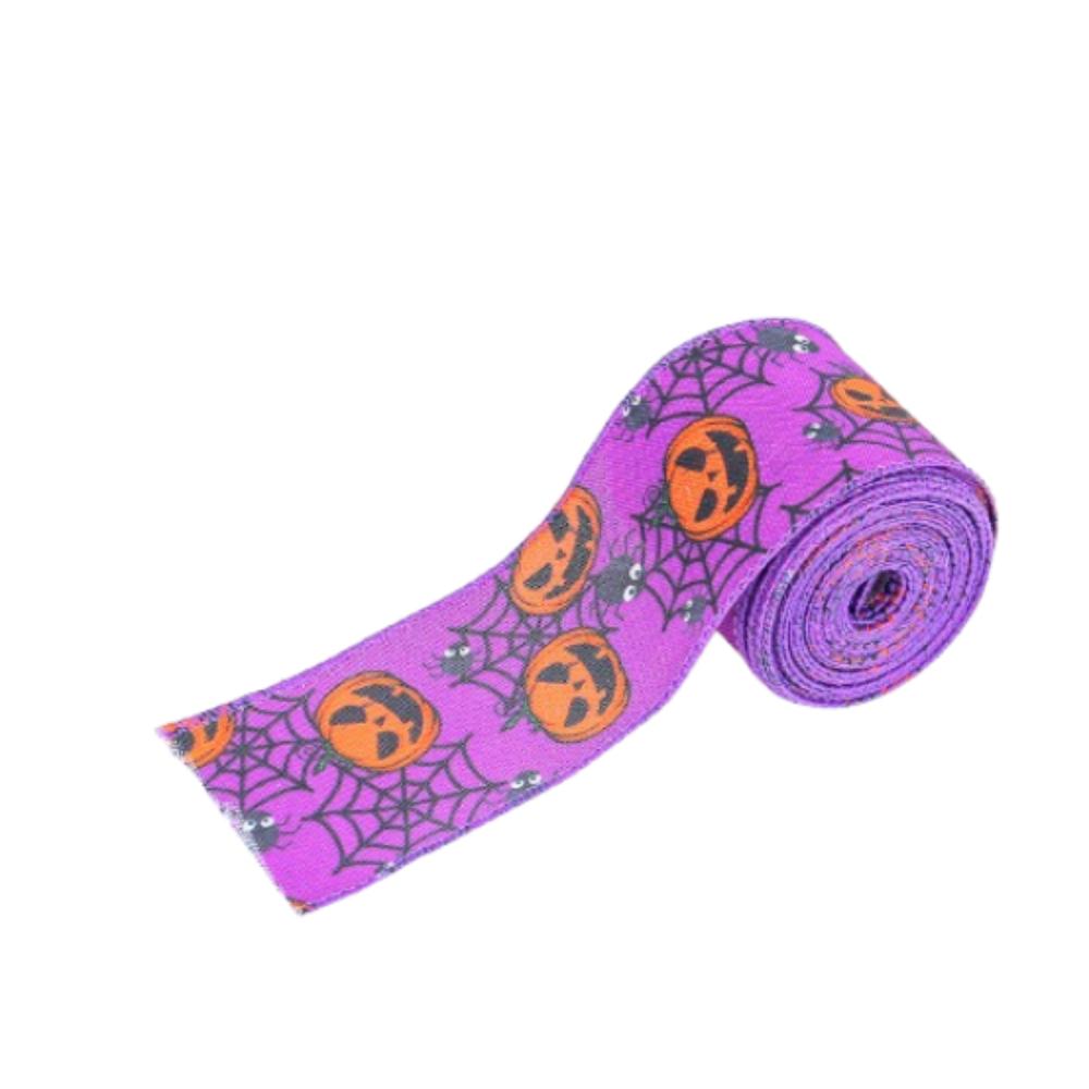 Страшный Хэллоуин Разноцветные ленты Тыква Череп Летучая мышь Паутина Клетчатые тыквенные ленты Ткань Изысканные
