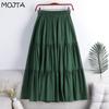 MOJTA Mid Skirt Spring Summer Women's Elastic High Waist Skirt A-line Skirt