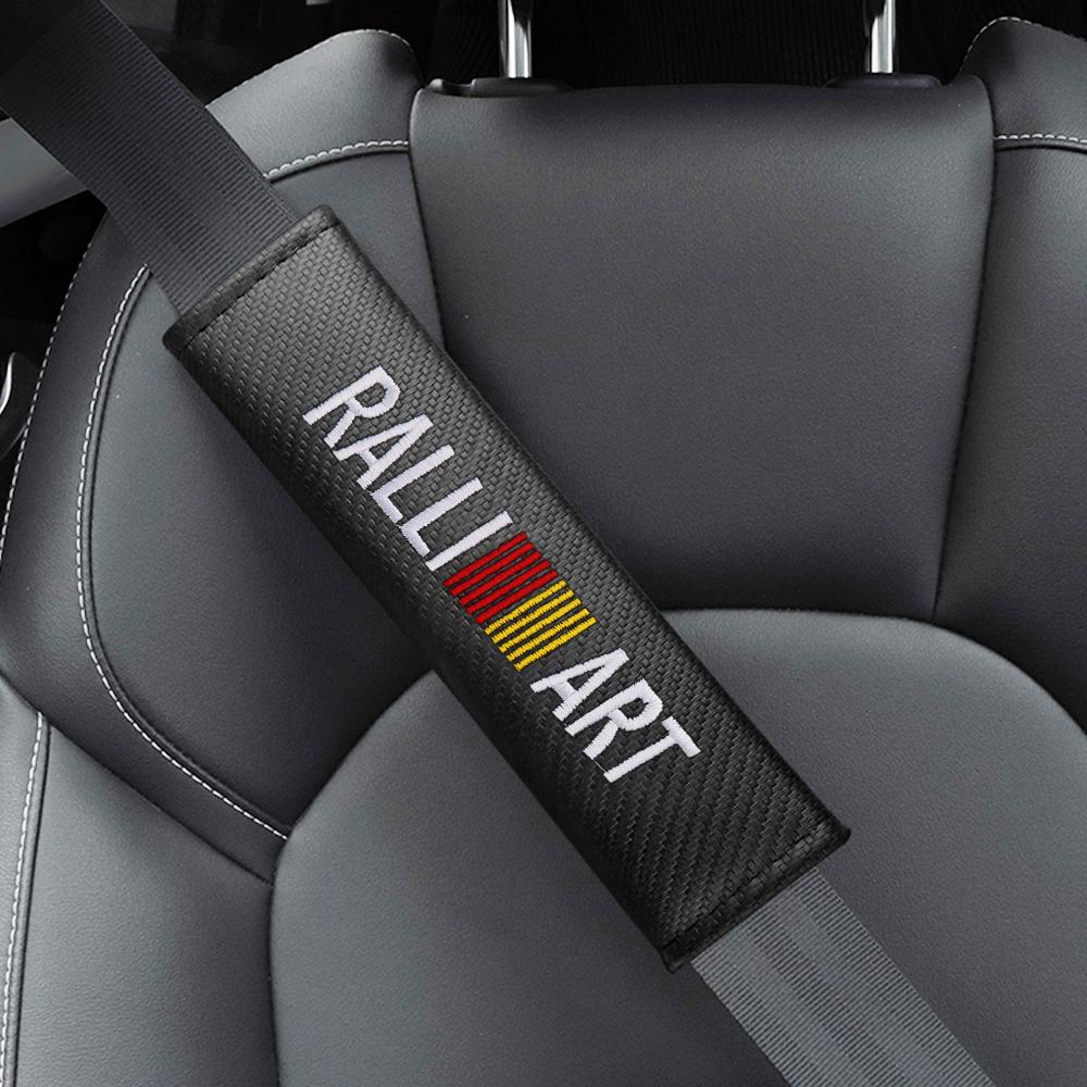 wzvc4 2PCS Carbon Fiber Seat Belt Cover Comfortable Car Shoulder Protector Interior Accessories For Mitsubishi Ralliart L200 Outlander