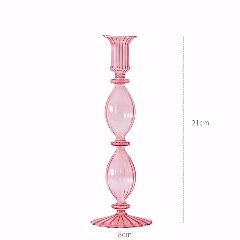 Pink Glass Candle Holder Taper Candlesticks Holder Wedding Table Centerpieces Nordic Home Decoration Wedding Decoration