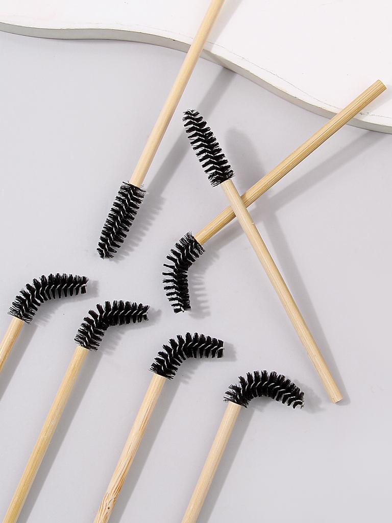 50Pcs Bamboo Handle Eyelash Brush Makeup Brush Eyelash Extension Mascara Wands Applicators Eye Lash Curling Comb Makeup Tools