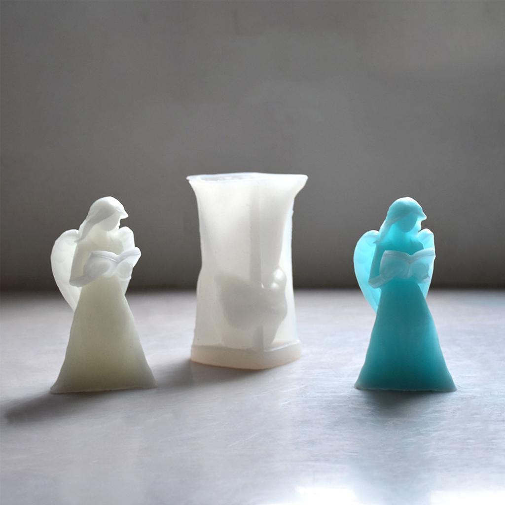 Маленькая девочка держит книгу, силиконовая форма для свечей, формы для чтения ангелов для изготовления свечей, литье мыла из смолы, пасхальный домашний декор