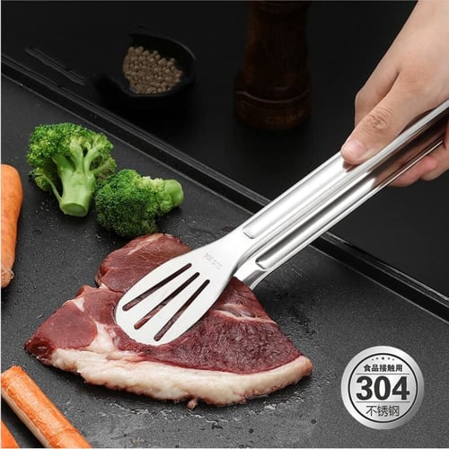 Huiyu Stainless Steel All-Purpose Cooking Tongs for Yakiniku, Frying, Steaks, and BBQs, 4.5cm X 33cm