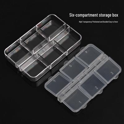 Прозрачный органайзер для хранения материалов для нейл-арта и украшений, 6 ячеек с индивидуальными крышками, для жемчуга, заклепок и страз