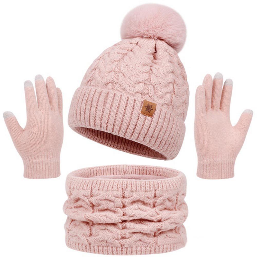 Thickened Women Hat Scarf Gloves Set Solid Color Women's Winter Accessories Set Winter Season