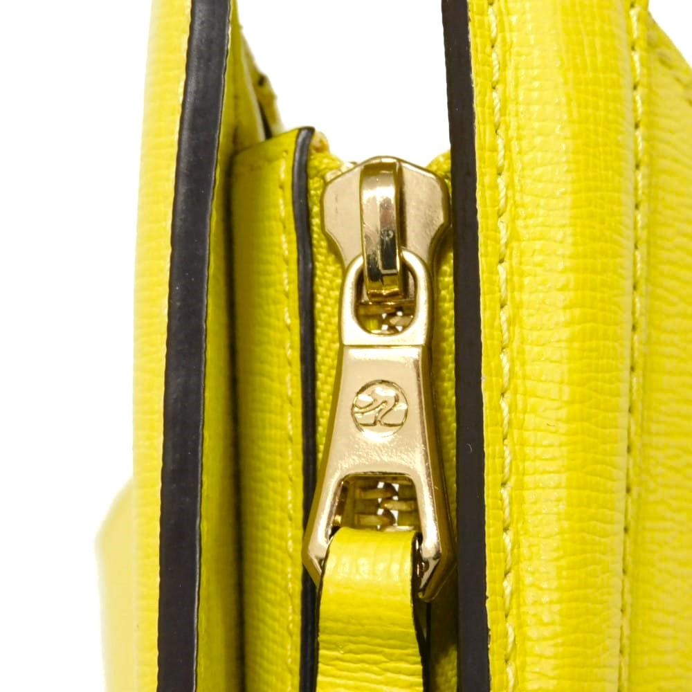Б/у 12768 Le Pliage Heritage 1117813 020 7922 Телячья кожа 2-сторонняя сумка через плечо с логотипом, Желтая, Женская из Японии