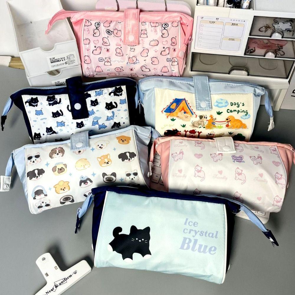Canvas Pencil Case Large Capacity Pen Box Cartoon Stationery Bag  Gift