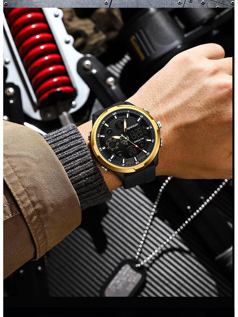 Sanda Молодежные Светящиеся Водонепроницаемые Многофункциональные Мужские Спортивные Часы