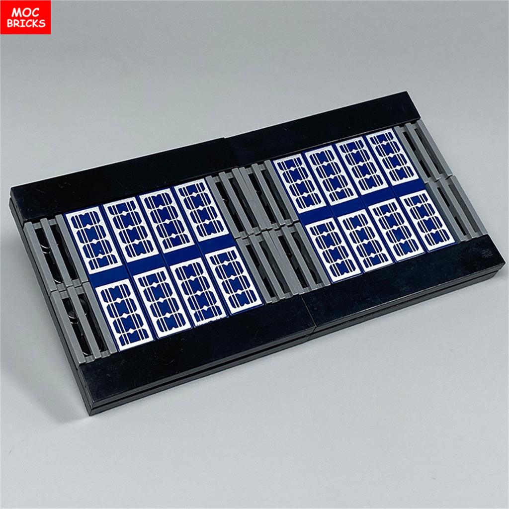 MOC Кубики Солнечная Панель Плитка с Рисунком 1x4 2431pb499 Уличный Фонарь Собранный Городской Дом Строительные Блоки Аксессуары Игрушки для Детей Подарки