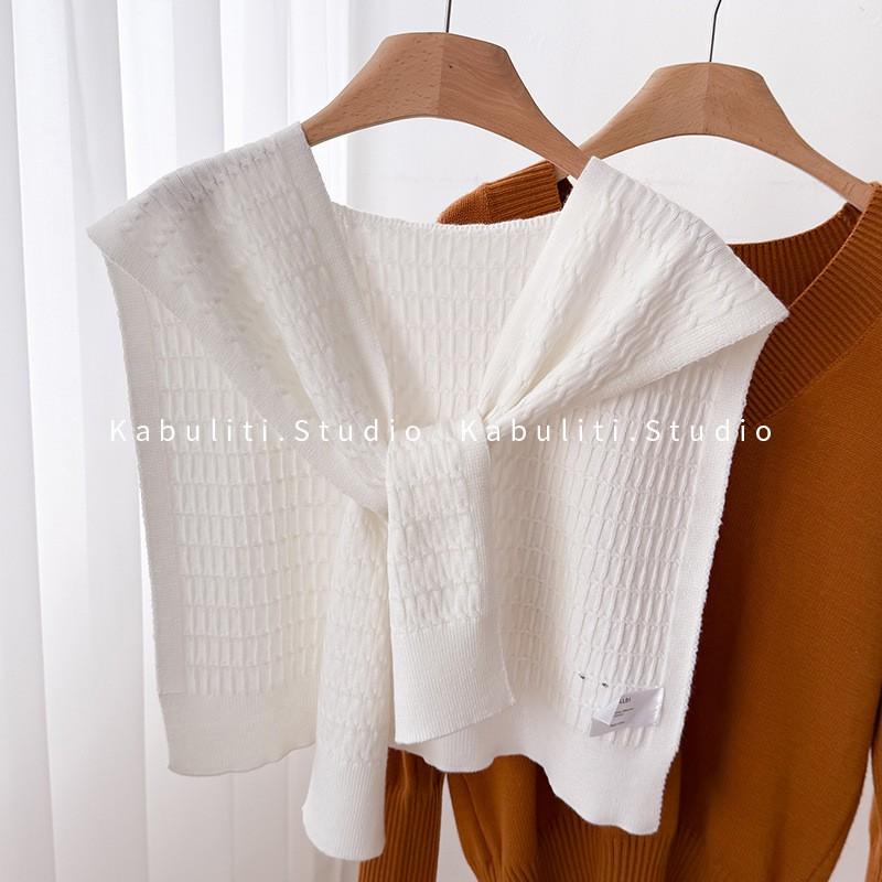 Womens Knit Shawl Scarf With Tie Detail Lightweight Wrap Office AC Room Outfit Accessory