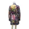 Fall Summer Women Dress Stand Collar Single-breasted Long Lantern Sleeves Slim Waist Vintage Ruffle Edge Colorful Print Mini Dress