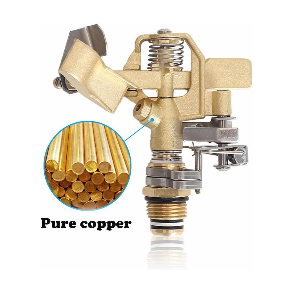 Сверхпрочный латунный импульсный дождеватель на треножной подставке, 360 градусов, 50 футов покрытие большой площади, садовый дождеватель, регулируемый дождеватель, 3/4-дюймовый соединитель