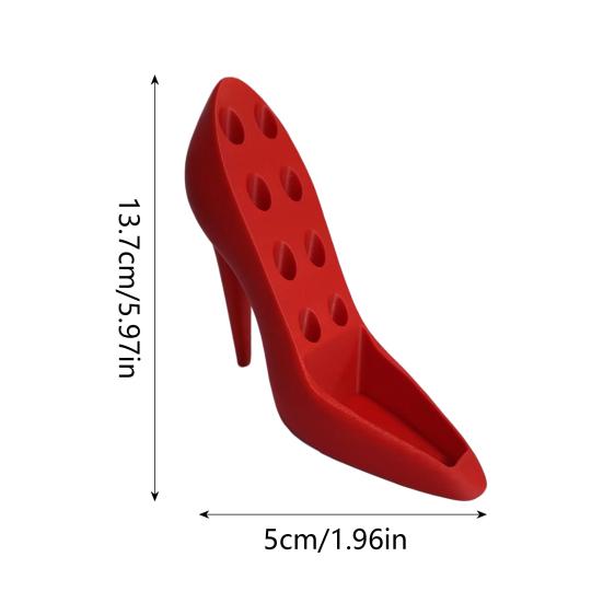 Стеллаж для хранения Декоративный органайзер в форме туфли на высоком каблуке Научное разделение Держатель для хранения Многоразовый контейнер для кистей для макияжа для туалетного столика