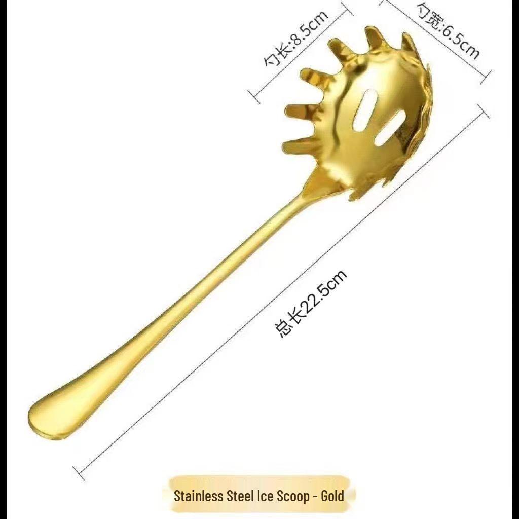 Ложка для льда из нержавеющей стали и половник для пасты с щипцами-дуршлагом для кухни и бара