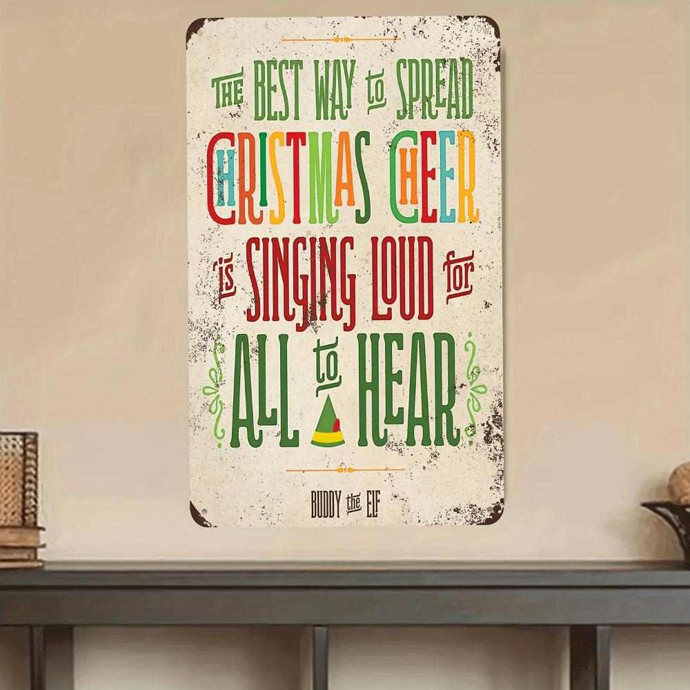 1pc Buddy Elf Merry Christmas Poster Canvas Aluminum Sign (8"x12"/20cm*30cm) Metal Aluminum Sign Vintage, Aluminum Sign for Room