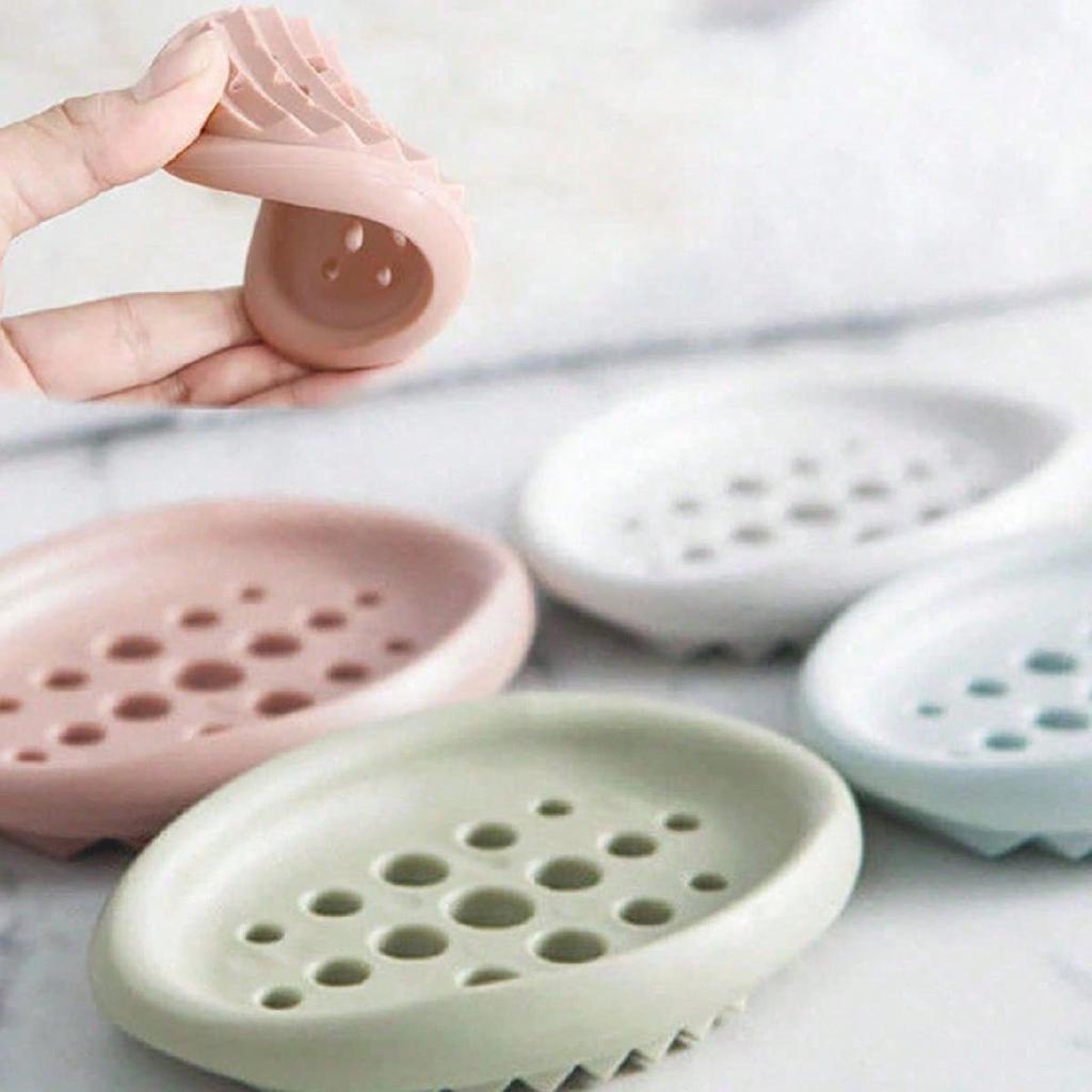 3pcs Silicone Soap Dish Perfect For Bathroom Countertops, Sinks, And Countertops, Durable And Space-Saving Bathroom Accessories