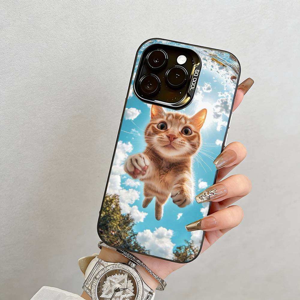 Чехол для телефона с кошкой для iPhone 17, 16, 15, 14, 13, 12, 11 Plus, Pro Max, XS, Разноцветный Серебристый Чехол для телефона Funda Cover
