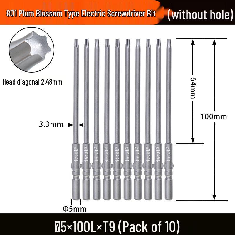 Электрическая отвертка Nigao S2, бит Torx 801, цельный, звездообразный, с круглым хвостовиком 5 мм.