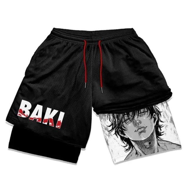 Baki Grappler Shorts Pants Double-Layer Boxing Muay Thai Kickboxing Training Japan Cartoon Animation 3D Print Gym Sport Workout Fitness Cosplay Unisex