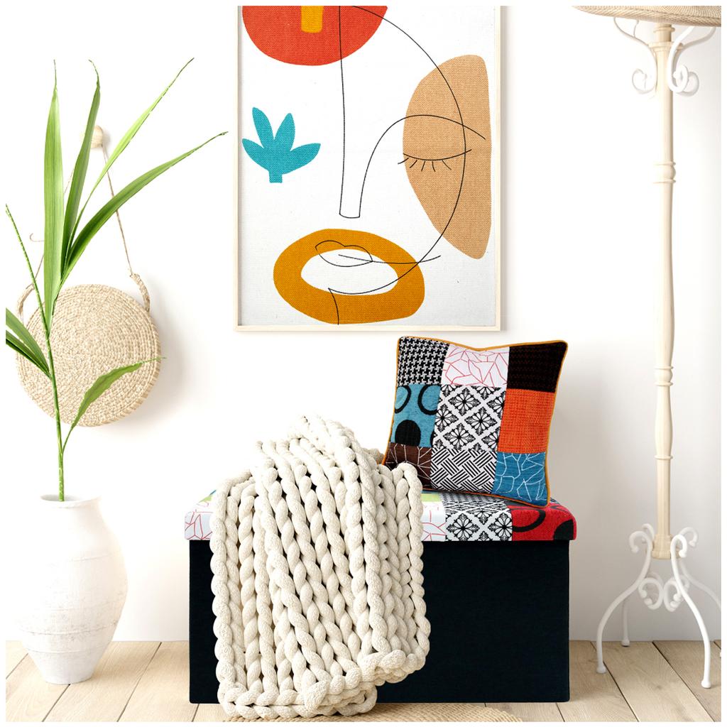 Les Trésors De Lily [R0289] - Multicolored 'Patchwork' Designer Cushion - 40 Cm