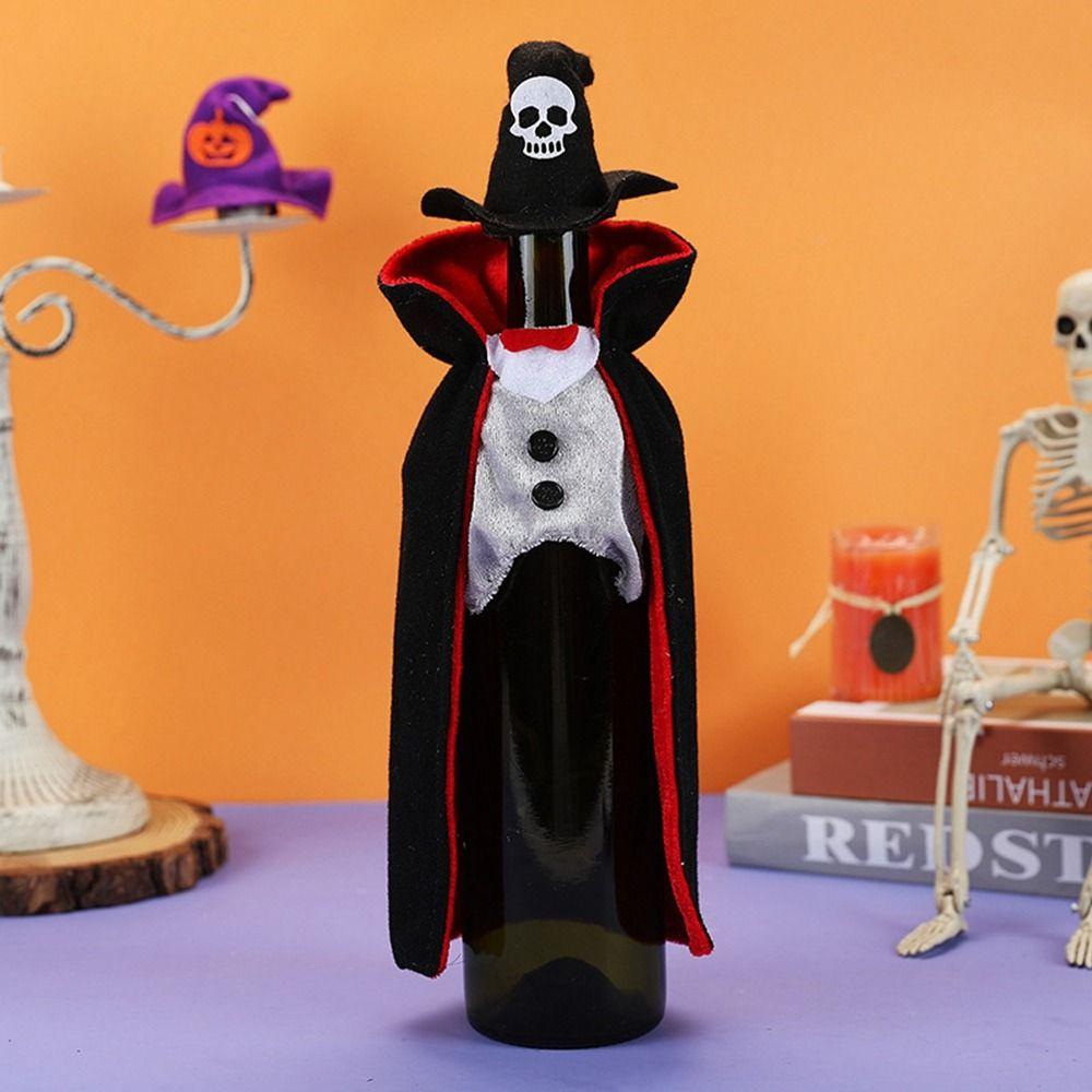 Funny Halloween Wine Bottle Covers Cloth Art Red Wine Bottle Bag Cloak Wine Bottle Covers Desktop