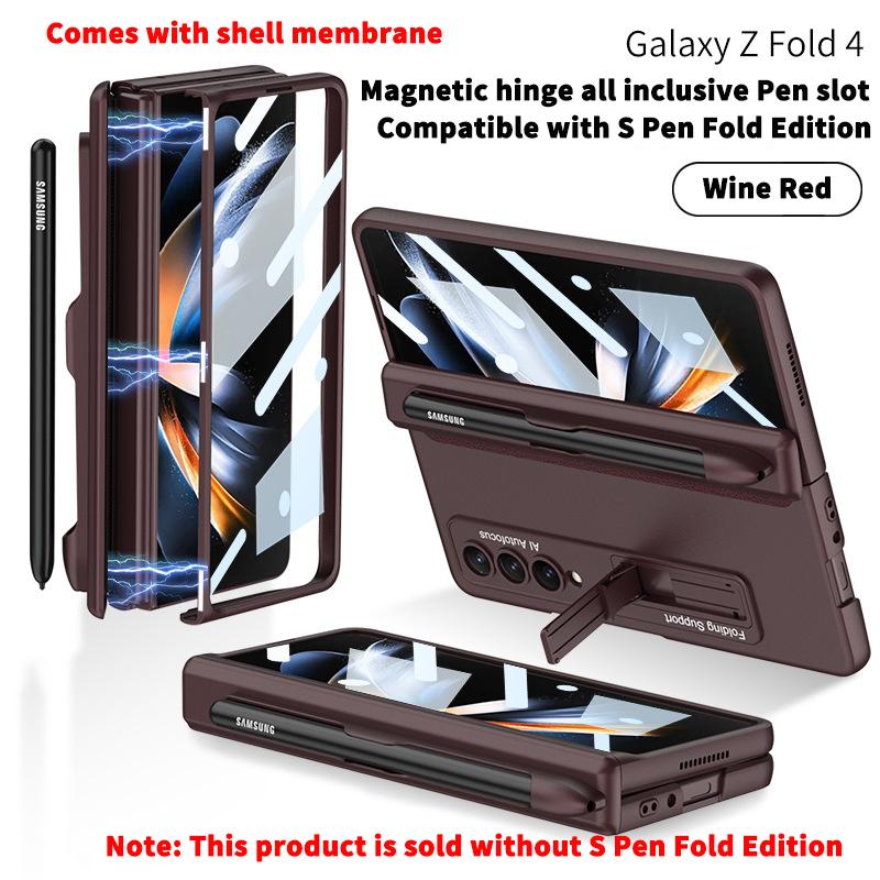 Для Samsung Galaxy Z Fold 5 4 3 5G чехол с магнитной петлей и держателем для ручек, стеклянная пленка на передний экран для Z Fold4 Fold5