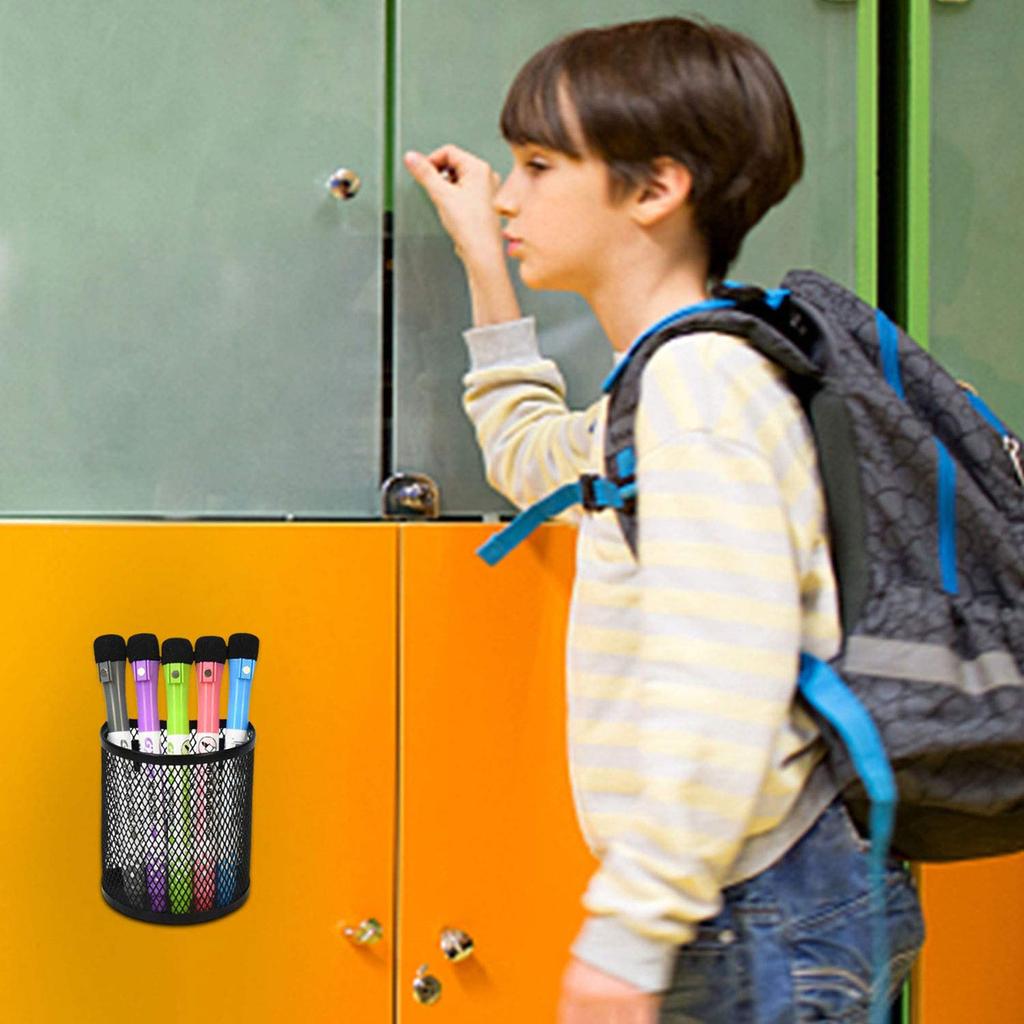 Магнитный держатель для карандашей, 2 шт., черный полукруглый органайзер из металлической сетки для школы, работы, дома