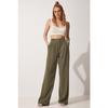 Women's Khaki Flowy Ayrobin Palazzo Trousers Rv00112
