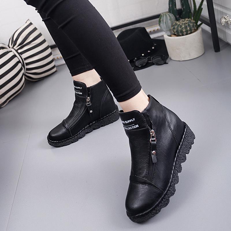 Autumn Platform Wedge Heel Boots Women Shoes with Increased Platform Sole Female Fashion Casual Zip Boots785mk