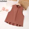 VONDA Summer Sleeveless Splicing Ruffled Tops