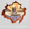 Милая наклейка на стену «Дыра в стене с мышью», Мышь, читающая книгу в дыре в стене, Наклейка, Наклейка «Дыра в стене», Декор «Мышь читает», Украшение комнаты