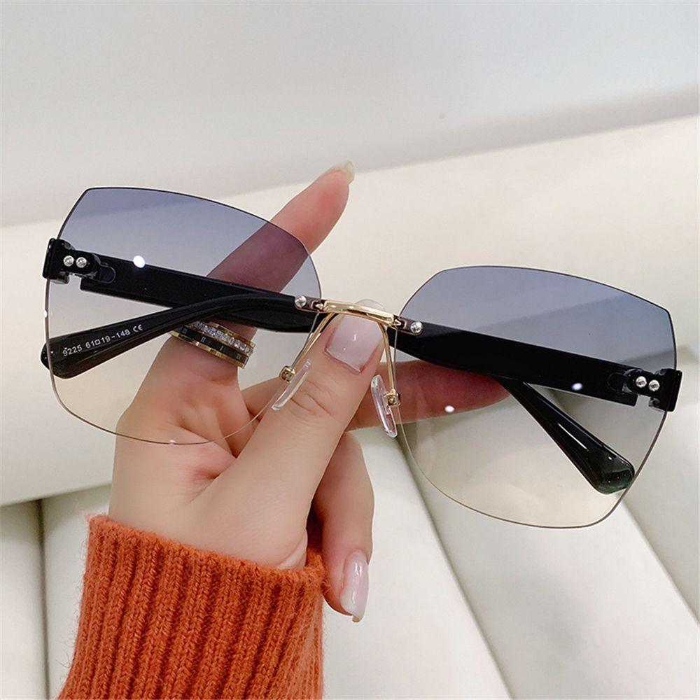 Ladies Eyeglasses Vintage Women Shades Frameless Sun Glasses Rimless Sunglasses Gradient Sunglasses