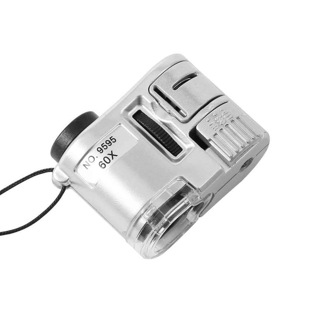 Мини-60 X Карманный Микроскоп Ювелирная Лупа Стеклянная Светодиодная УФ-светильник