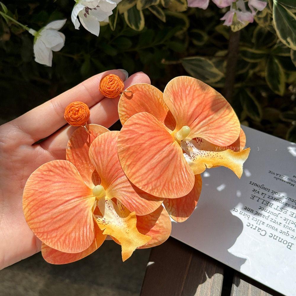 Simulated Flower Butterfly Orchid Earrings Beach Jewelry Flower Earrings  Women