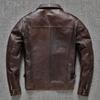 Heavy Industry M65 Hunting Cowhide Leather Jacket Men's Tooling Vintage Red Brown Genuine Leather CoatsPlus Size