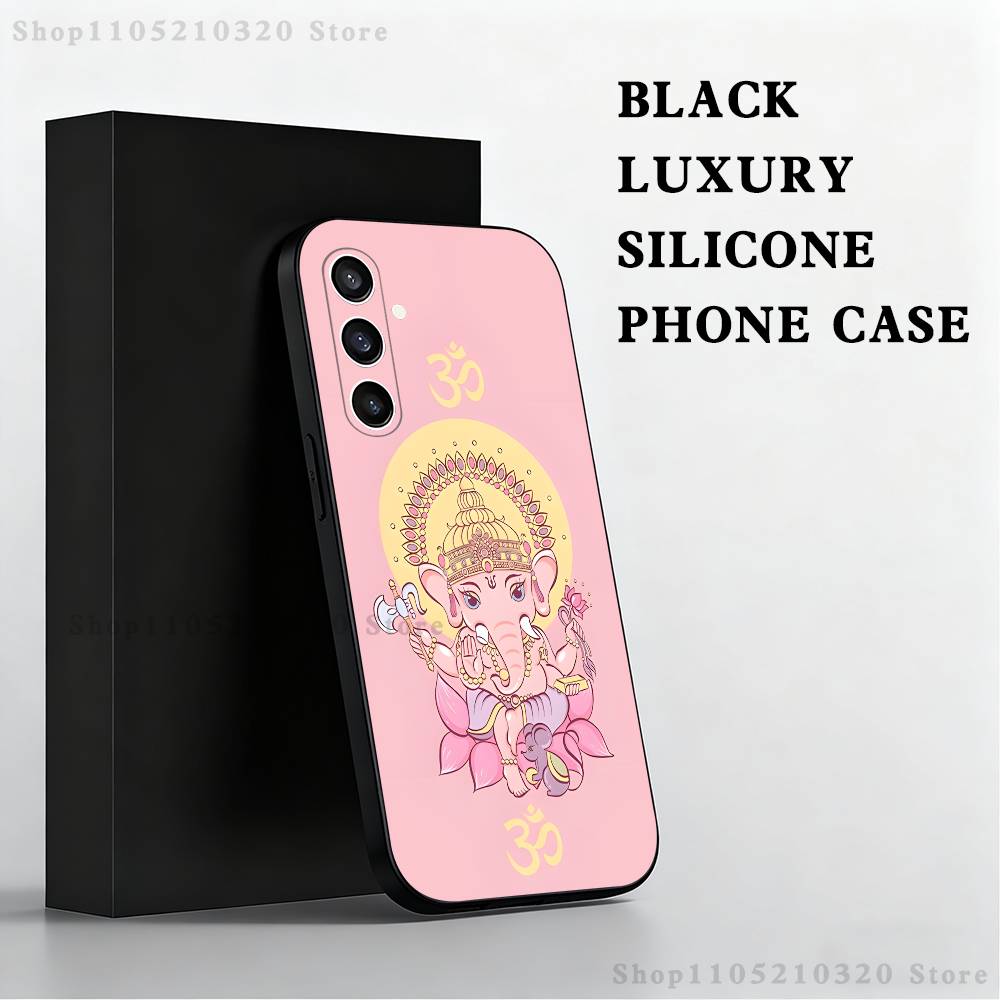 Ganesh Elephant God Phone Case For Samsung S25,S24,S23,S22,S21,S20,S10,Ultra,Plus,Lite,FE,Soft Silicone Black Cover