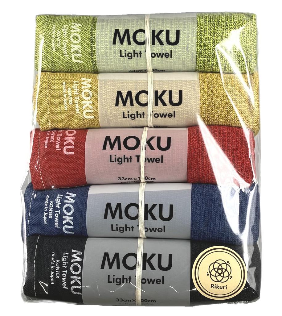 Kontex MOKU Face Towels, Set of 5, Imabari Towels, 33 X 100cm (Vivid Lime Green, Yellow, Red, Navy, and Charcoal Gray)