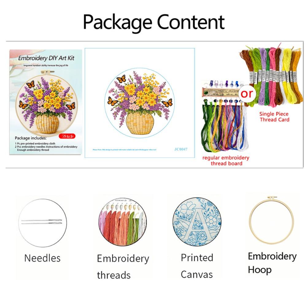DIY Embroidery Kit Colorful Needlework Craft Animal Embroidery Flower Sewing Kits Beginners
