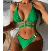 Wrap Around Pearls Halter High Cut Bikini Female Swimsuit Women Swimwear Two-pieces Bikini Set Bather Bathing Suit Swim
