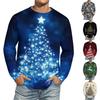 Men's Christmas Printed Imitation Cotton Long-sleeved Shirt