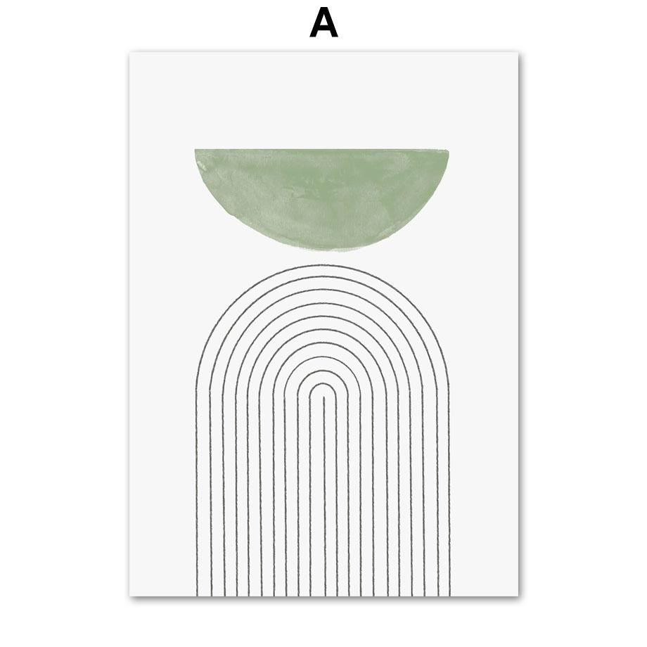 Арка, круглая линия, эвкалипт, зеленая геометрия, абстрактные постеры на скандинавскую тему и принты, художественная картина на холсте, настенные панно, декор для гостиной